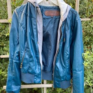 Blue layered pleather jacket